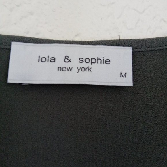 Lola & Sophie Grey Ruffle Bell Sleeve Sheath Dress - Picture 7 of 12